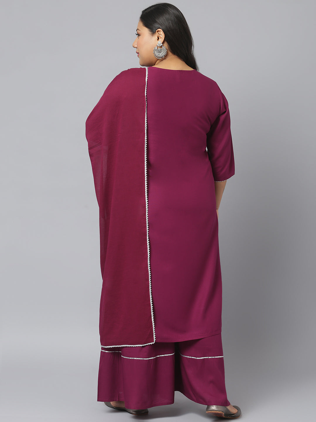 Stylum Women's  Printed Rayon Straight Kurta Sharara Dupatta Set (KSDPupplesharara)