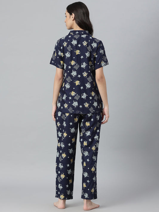 Stylum Women's Printed Rayon Night Suit Set (NISTTOM)