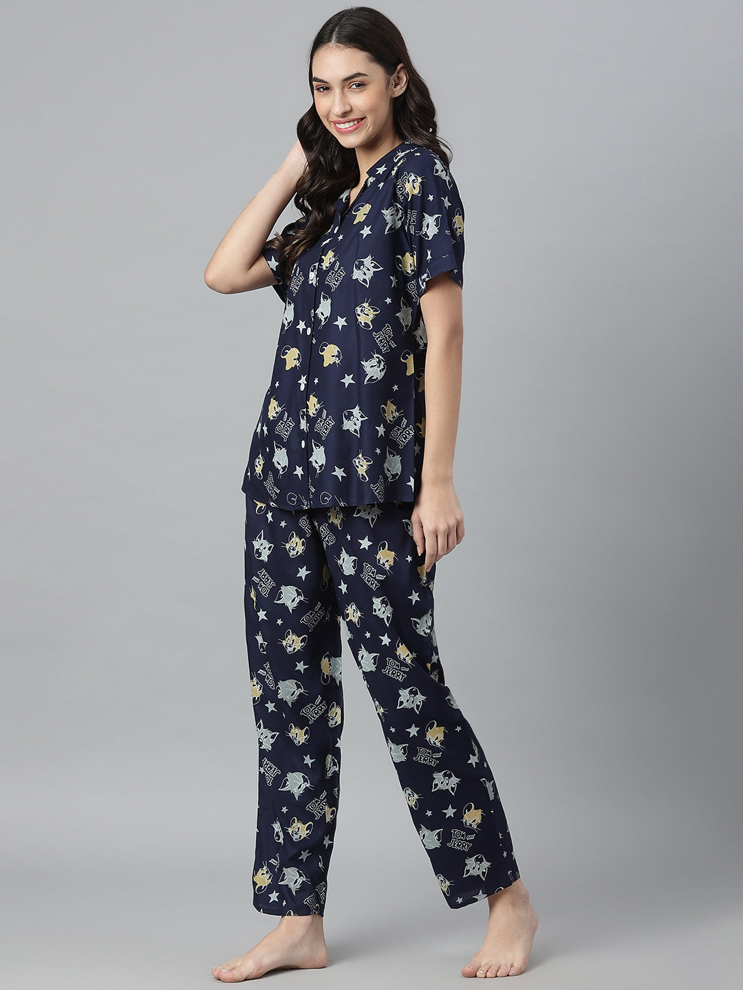 Stylum Women's Printed Rayon Night Suit Set (NISTTOM)