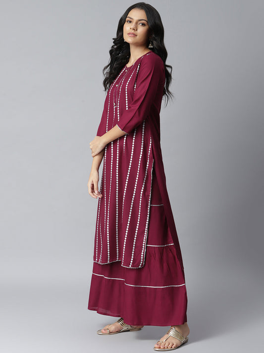 StylumàWomen Embellished Rayon Straight Kurta Sharara Set (Puppleshararaset)