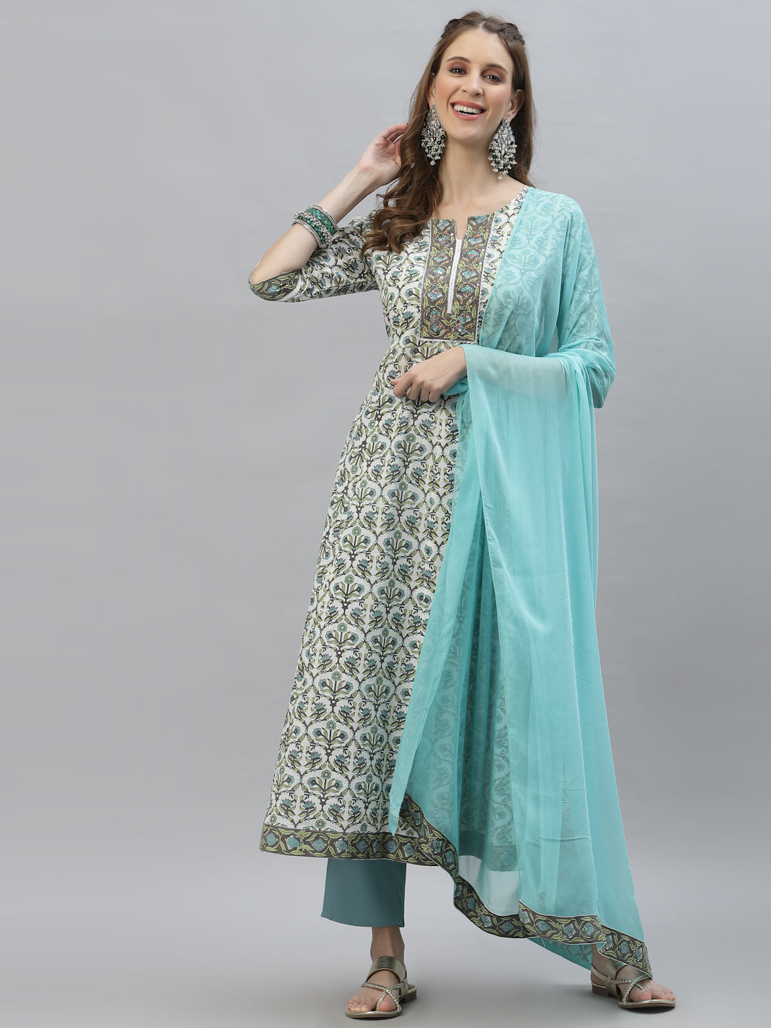 AnarKali Kurta Pant Dupatta Set