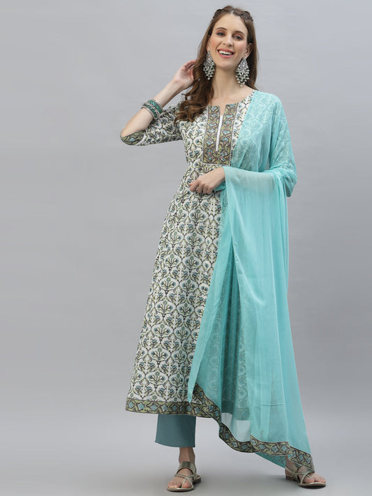 AnarKali Kurta Pant Dupatta Set