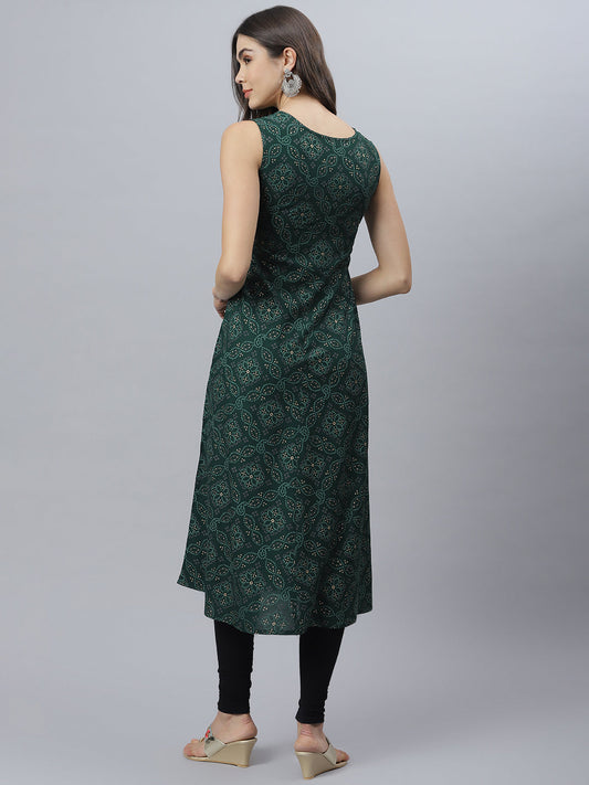 Bandhani Print Rayon Flared Kurta