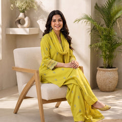 Mustard Embroidered Kurta Set