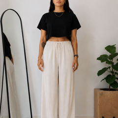Women’s Off White Wide Leg Palazzo Pants