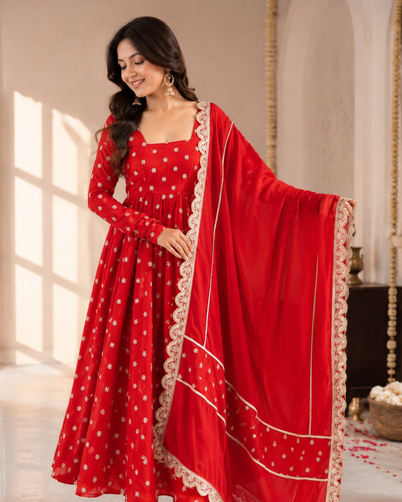 Red Anarkali Kurta Set
