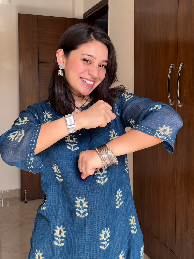 Indigo Floral Printed Kurta