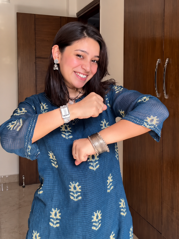 Indigo Floral Printed Kurta Set