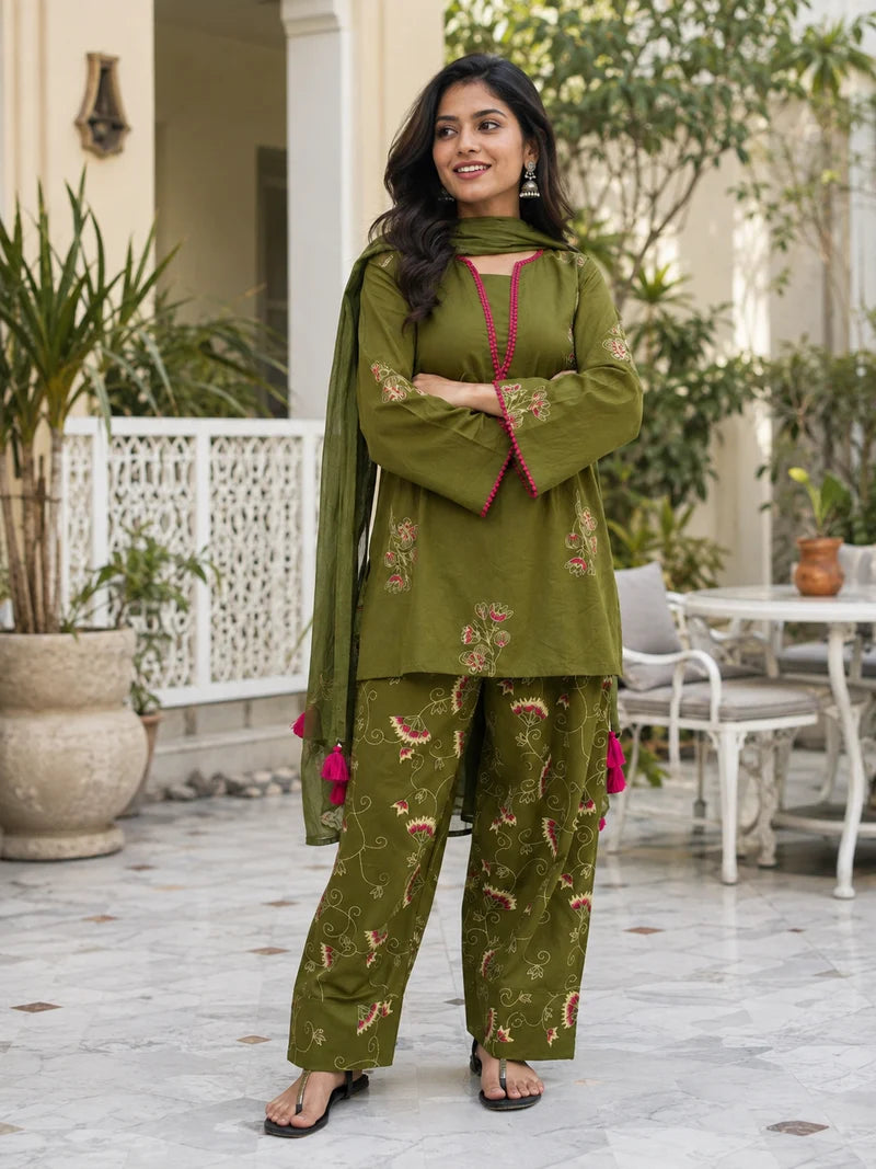 Emerald Green Pink Farshi Salwar set