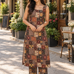 Multicolor Printed Kurta Pant Set in Poly Rayon (KPMULTIAKIO)