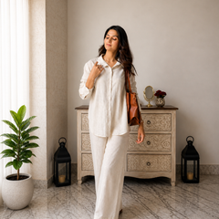 STYLUM WOMEN ELEGANCE IN NEUTRAL LINEN CORD SET