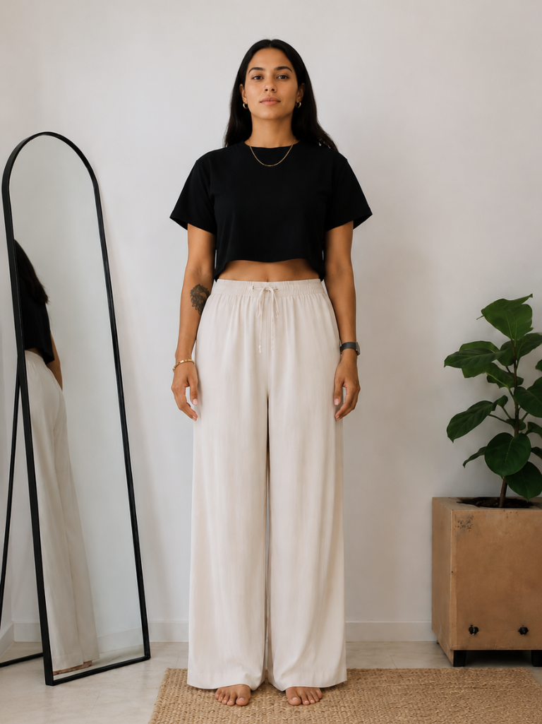 Women's Wide Leg Palazzo Pants - Cream