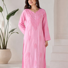 Pink Straight Embroidered Kurta
