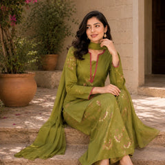 Emerald Green Pink Farshi Salwar set
