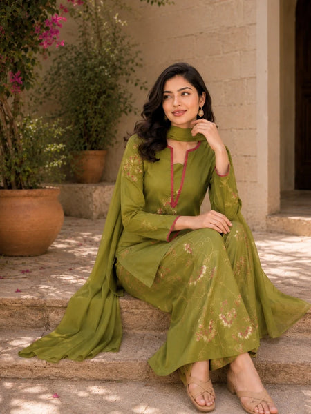 Emerald Green Pink Farshi Salwar set