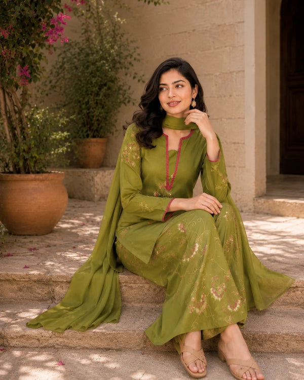Emerald Green Pink Farshi Salwar set