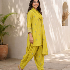 Mustard Embroidered Kurta Set
