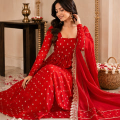 Red Anarkali Kurta Set