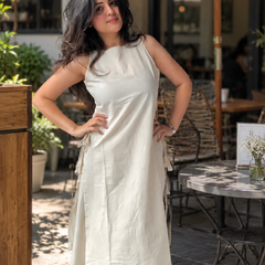 Ivory Solid Cotton Kurta Set for Women