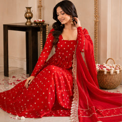 Red Anarkali Kurta Set