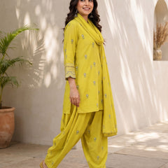 Mustard Embroidered Kurta Set