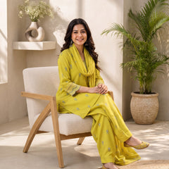 Mustard Embroidered Kurta Set