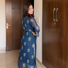 Indigo Floral Printed Kurta