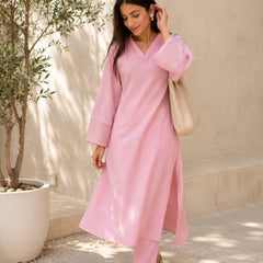 Pink Long Straight Kurta Set
