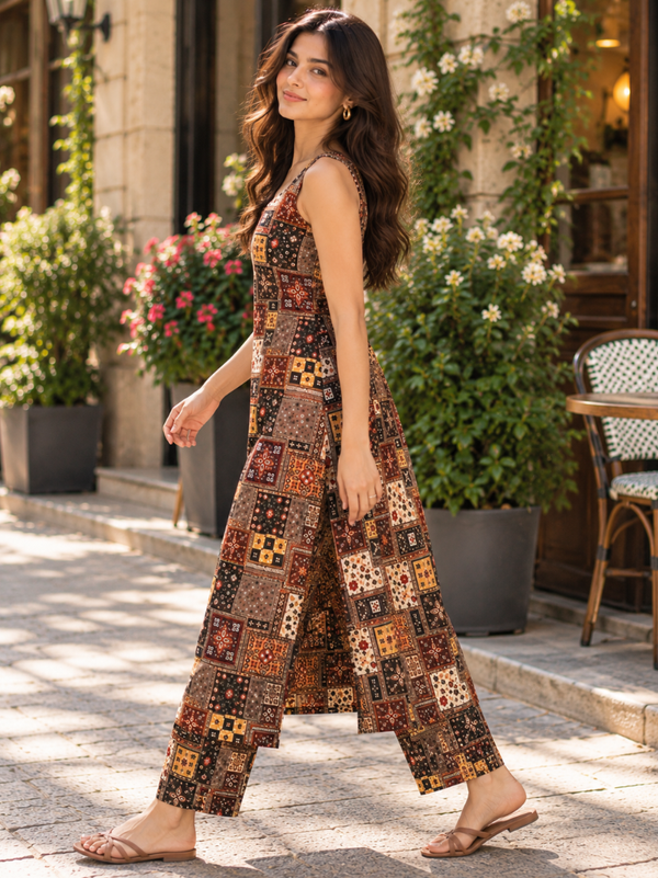 Multicolor Printed Kurta Pant Set in Poly Rayon (KPMULTIAKIO)