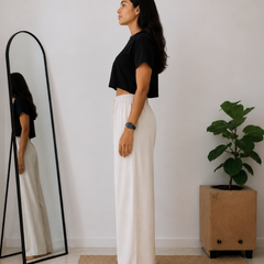 Women's Wide Leg Palazzo Pants - Cream