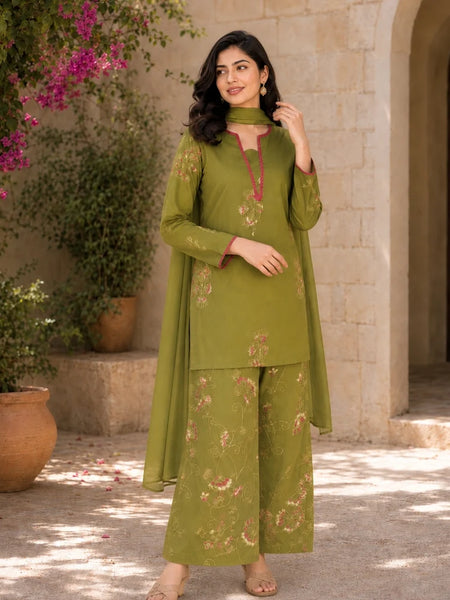 Emerald Green Pink Farshi Salwar set