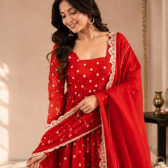 Red Anarkali Kurta Set