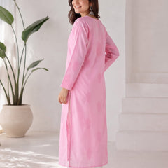 Pink Straight Embroidered Kurta