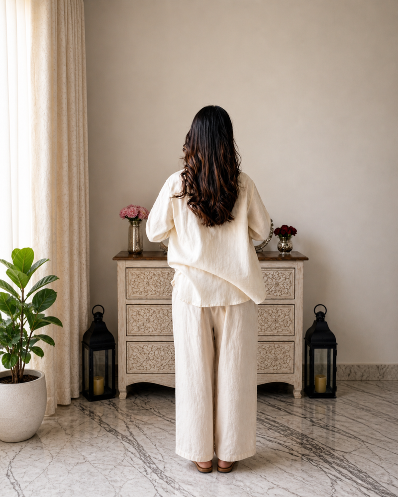 STYLUM WOMEN ELEGANCE IN NEUTRAL LINEN CORD SET