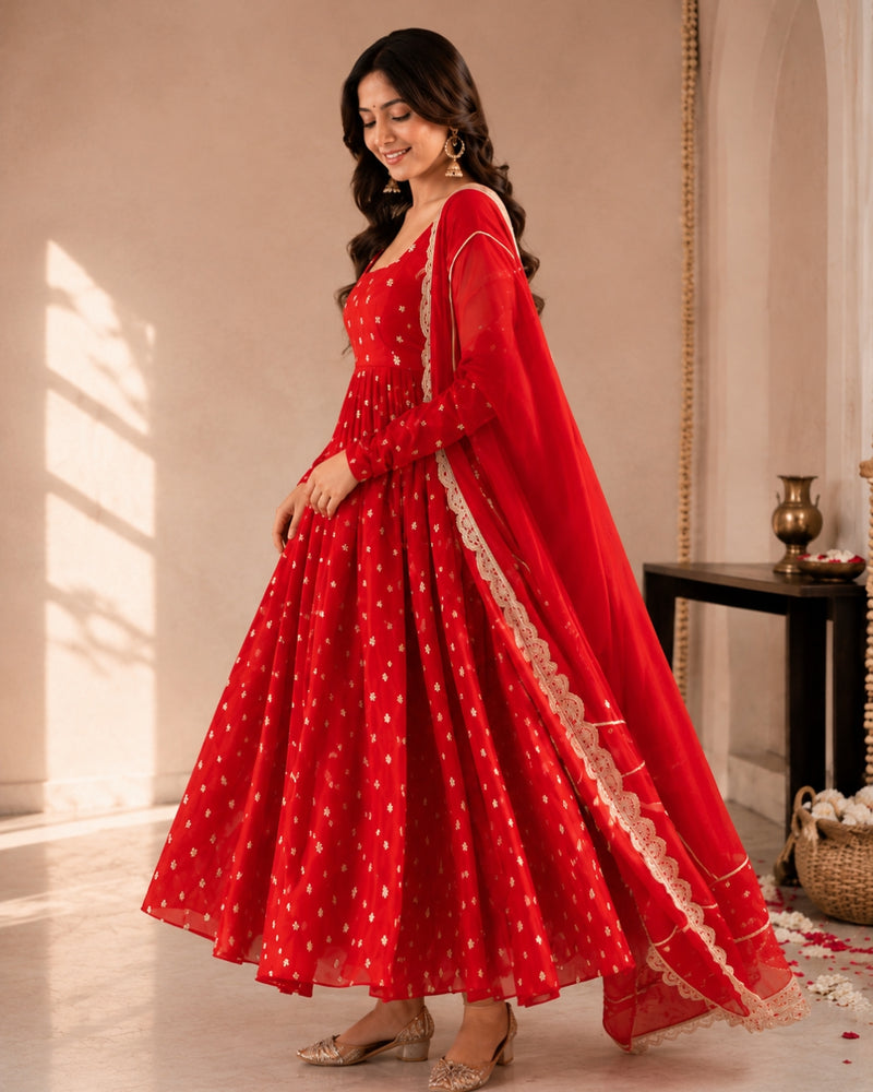 Red Anarkali Kurta Set