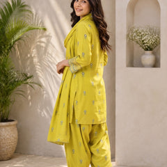 Mustard Embroidered Kurta Set