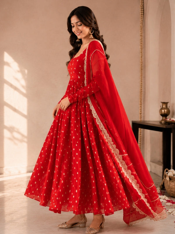 Red Anarkali Kurta Set