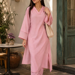 Pink Long Straight Kurta Set