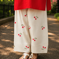 Beautiful Cotton Flex Kurti with Farsi Salvar with Embroidery Work