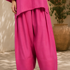 Fuchsia Pink Solid Co-Ord Set for Women