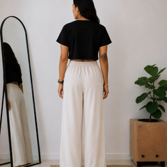 Women's Wide Leg Palazzo Pants - Cream