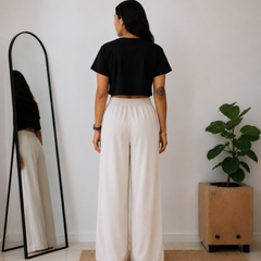 Women’s Off White Wide Leg Palazzo Pants