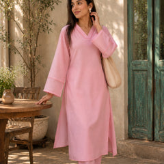 Pink Long Straight Kurta Set