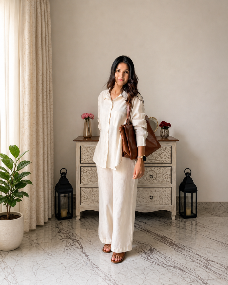 STYLUM WOMEN ELEGANCE IN NEUTRAL LINEN CORD SET