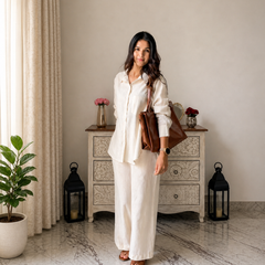 STYLUM WOMEN ELEGANCE IN NEUTRAL LINEN CORD SET