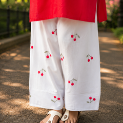 Beautiful Cotton Flex Kurti with Farsi Salvar with Embroidery Work