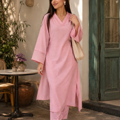 Pink Long Straight Kurta Set