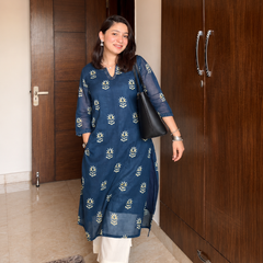 Indigo Floral Printed Kurta