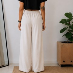 Women’s Off White Wide Leg Palazzo Pants