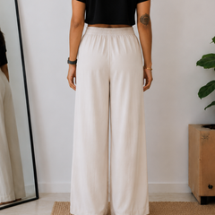 Women's Wide Leg Palazzo Pants - Cream